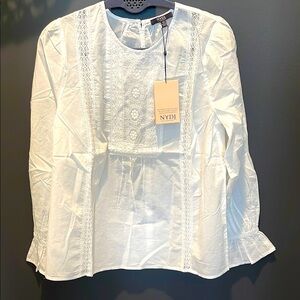 NYDJ Women's Boho Victoria Blouse Optic‎ White XS NWT